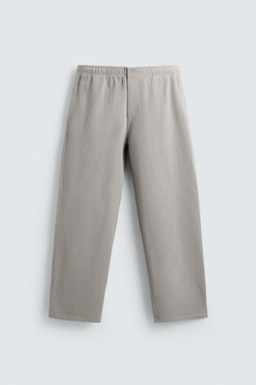 PANTALON DE JOGGING EN MAILLE DÉLAVÉ - Sable de Zara