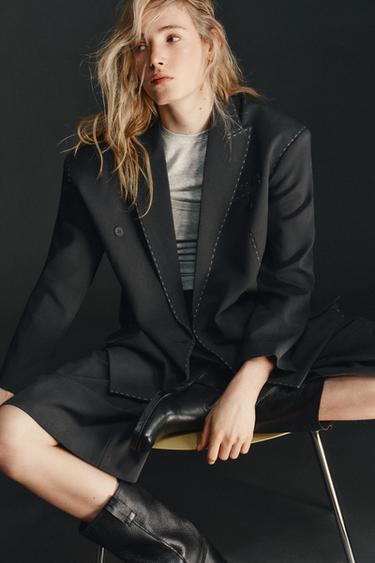 OVERSIZE BLAZER WITH CONTRAST SEAMS - Anthracite grey by Zara