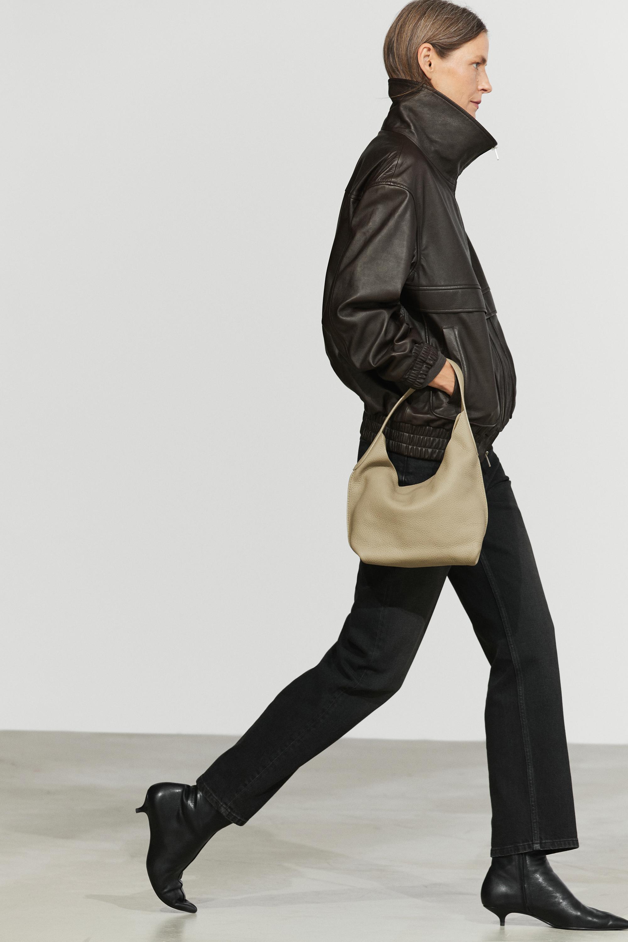 Nappa leather zip bomber jacket