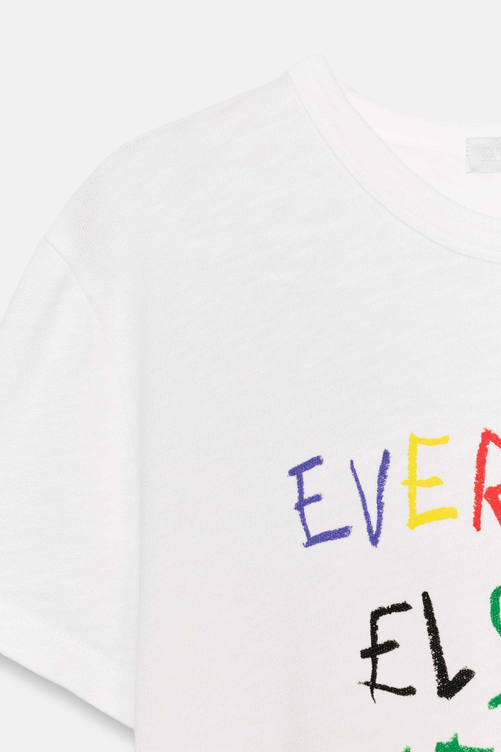 Женские футболки Zara TEXT COTTON T-SHIRT — фото 6