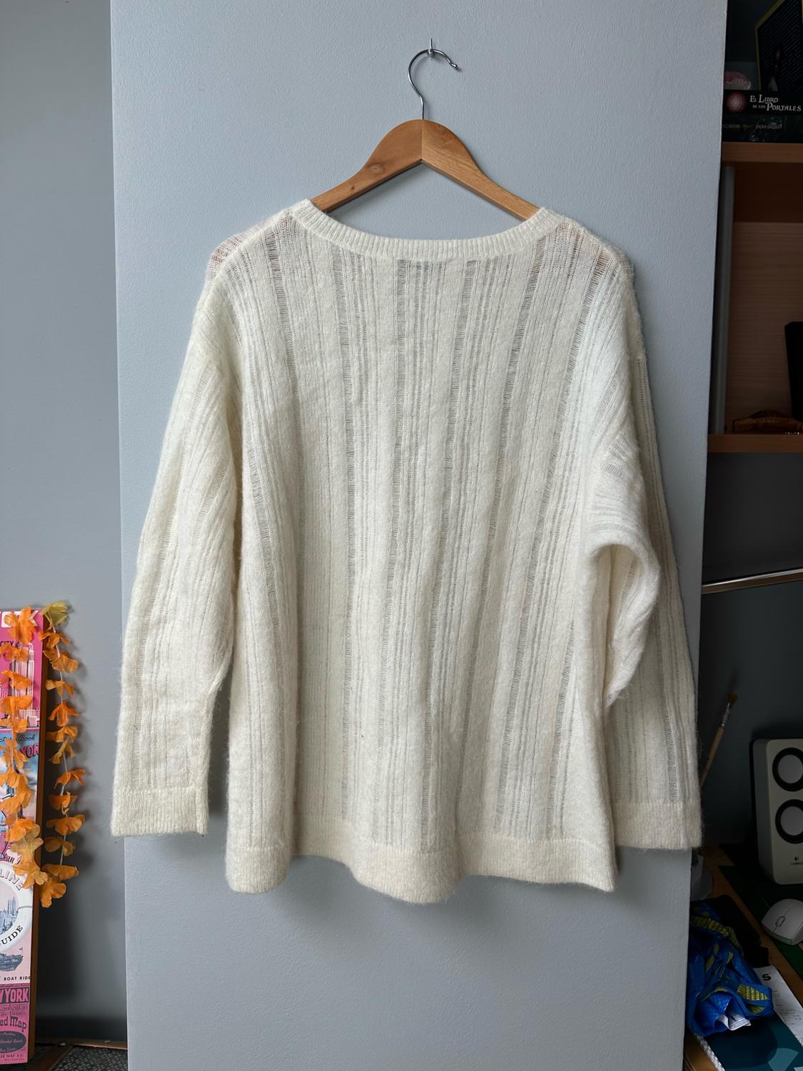 WOOL AND ALPACA BLEND OPENWORK KNIT SWEATER - Image 3