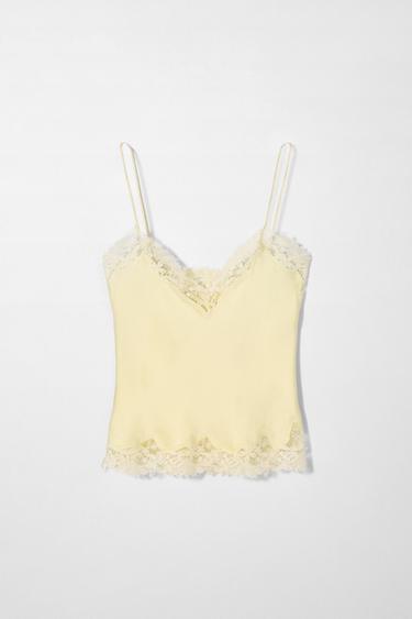 TOP LENCEIRO SEDA KATE MOSS X ZARA - Amarelo de Zara