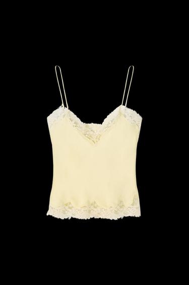TOP LENCERO SEDA KATE MOSS X ZARA - Amarillo de Zara - Imagen 0