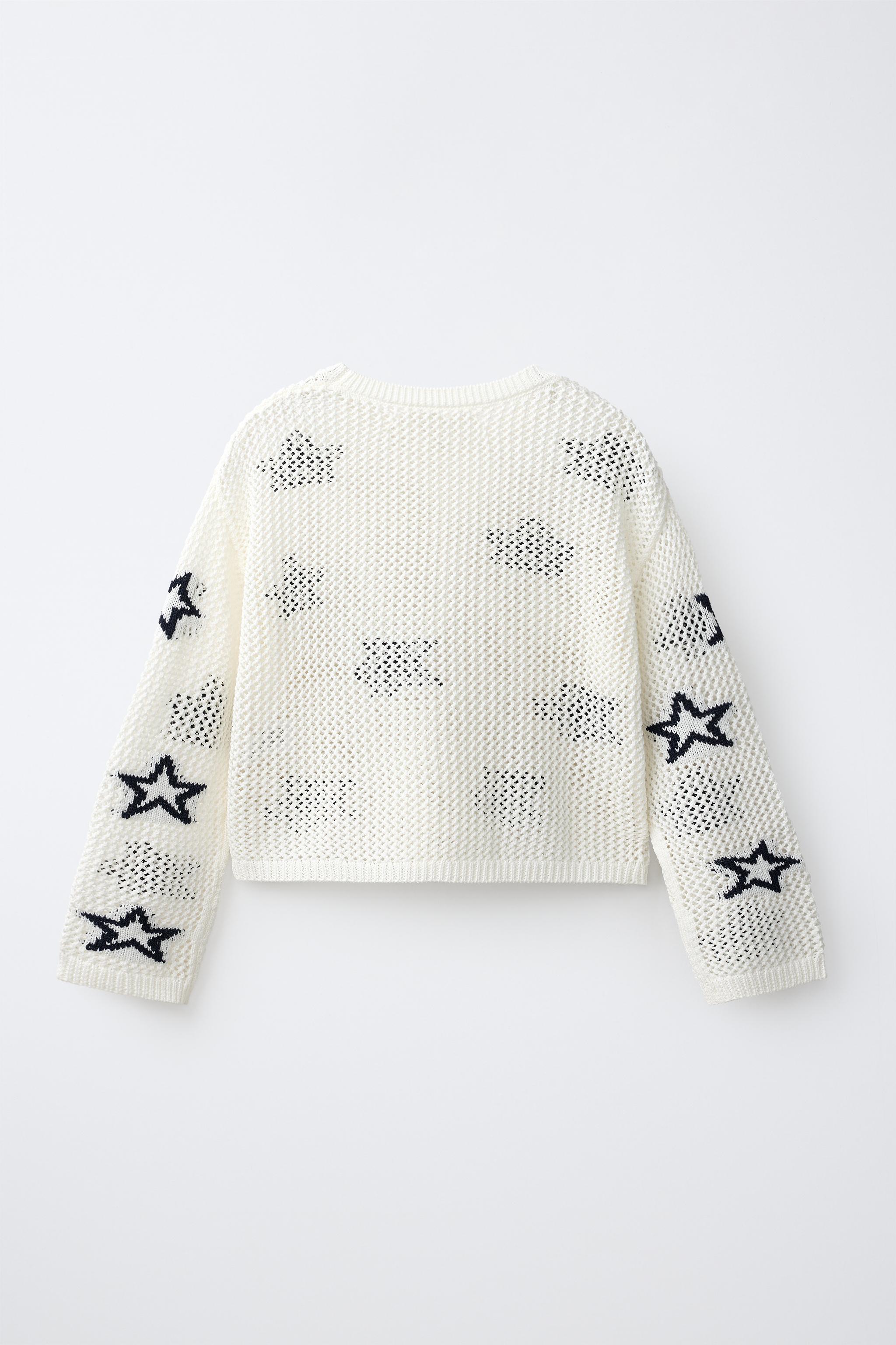 STAR PRINT ROUND NECK JUMPER - Ecru | ZARA Hungary / Magyarország