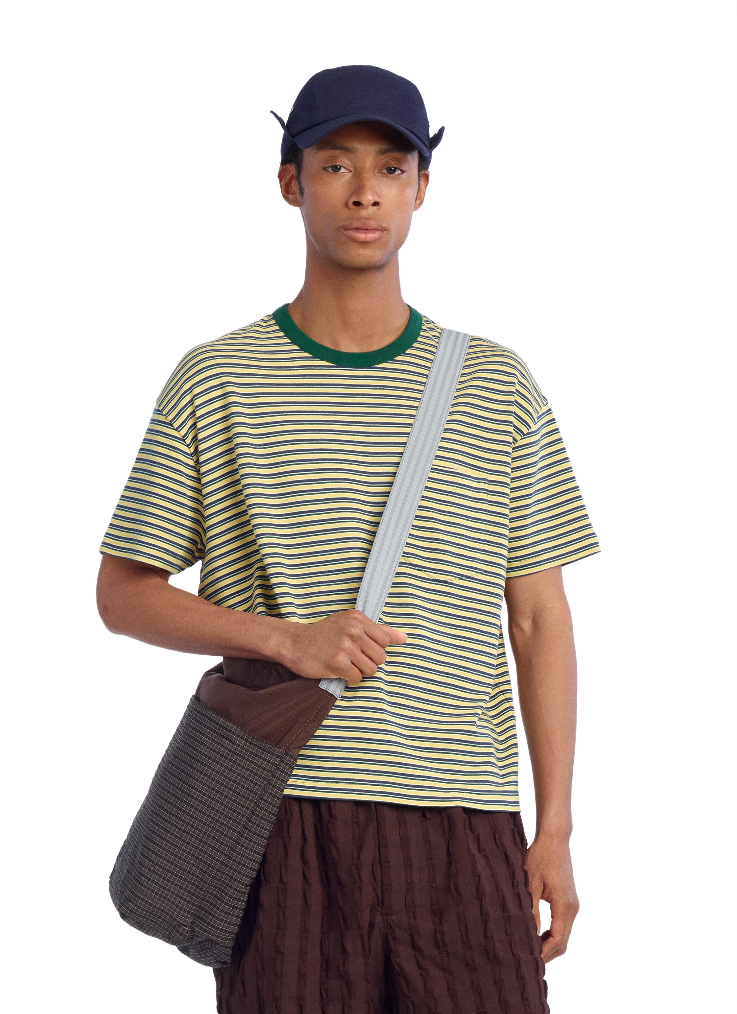 CROPPED STRIPED T-SHIRT — Greenish