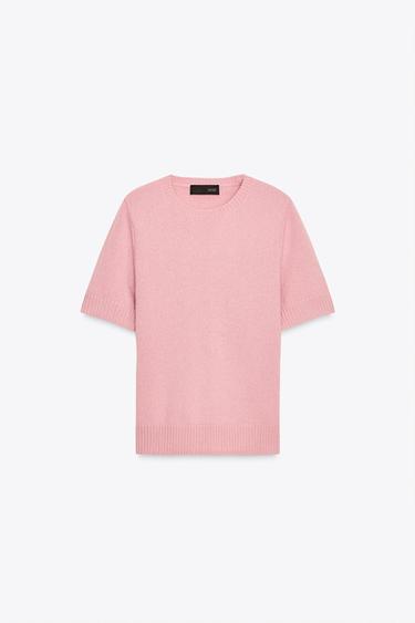 ТОП З КОРОТКИМИ РУКАВАМИ ЗІ 100% ВОВНИ - Рожевий Zara - Зображення 0