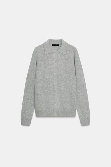 VESTE POLO AVEC LAINE ET CACHEMIRE - Gris de Zara - Image 7