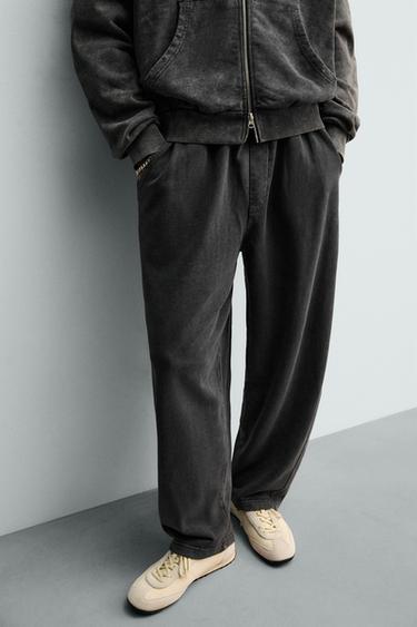 بنطلون BALLOON FIT JOGGER مغسول - أنثراسيت داكن by Zara