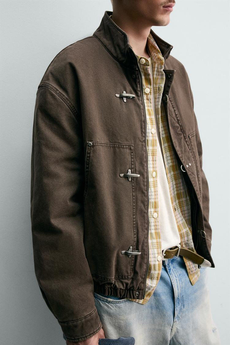 ZARA CROPPED RELAXED FIT FIREMAN CLASP JACKET