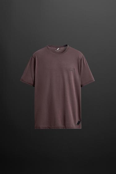 Zara SOFT TEXTURED T-SHIRT - Burgundy