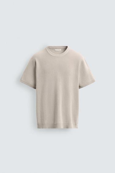 PURL KNIT T-SHIRT - Pearl grey by Zara