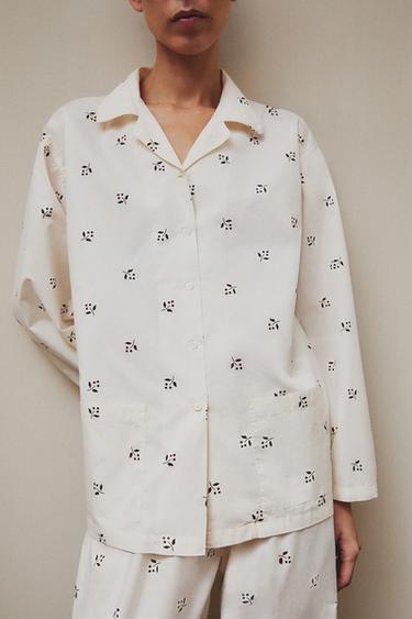 CHEMISE FEUILLES NOËL - Écru de Zara - Image 5