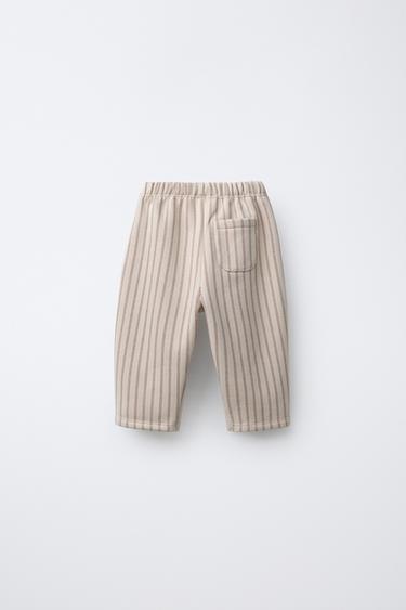 PANTALON BAGGY RAYURES - Beige de Zara - Image 1