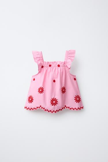 ÁO THÊU HỌA TIẾT - Màu hồng từ Zara - Hình ảnh 0