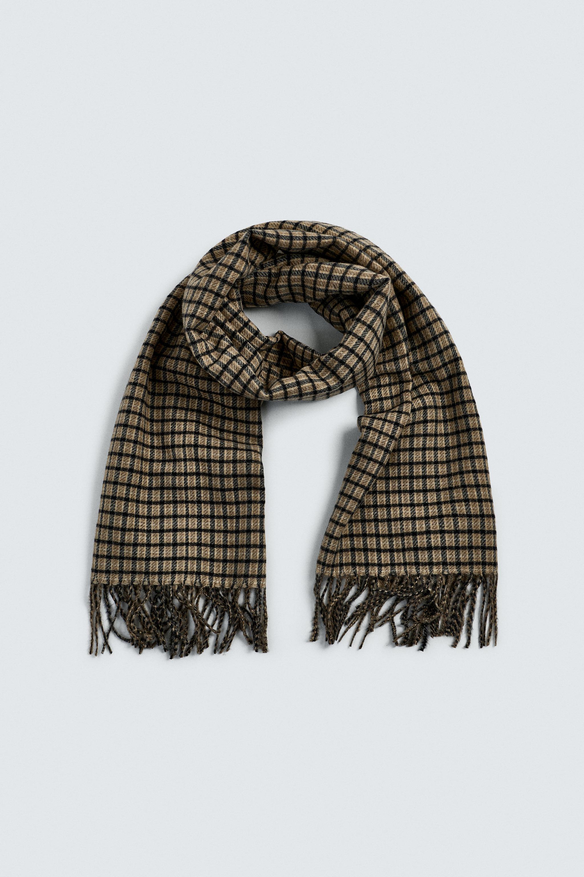 FRINGED PLAID SCARF