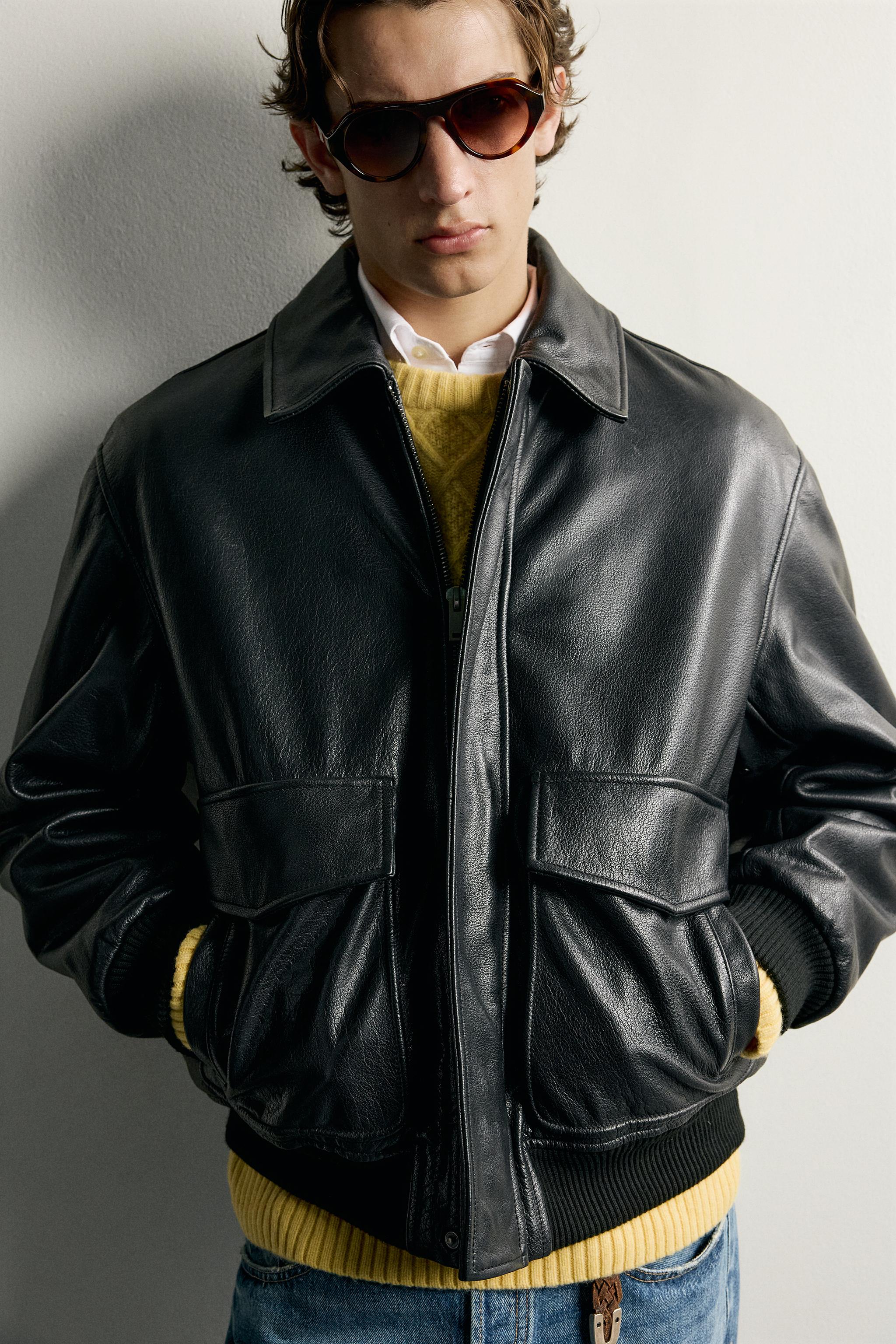 BLOUSON EN CUIR REGULAR FIT