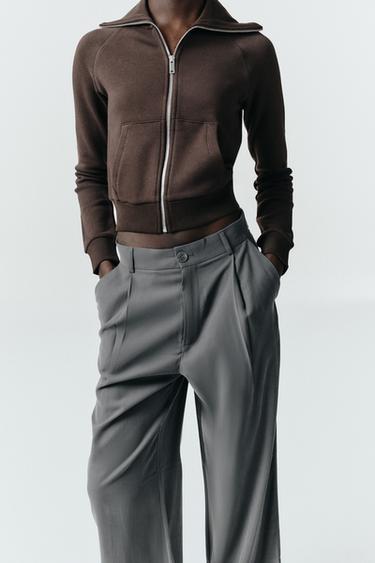 Zara ZIPPERED PLUSH JACKET - Brown