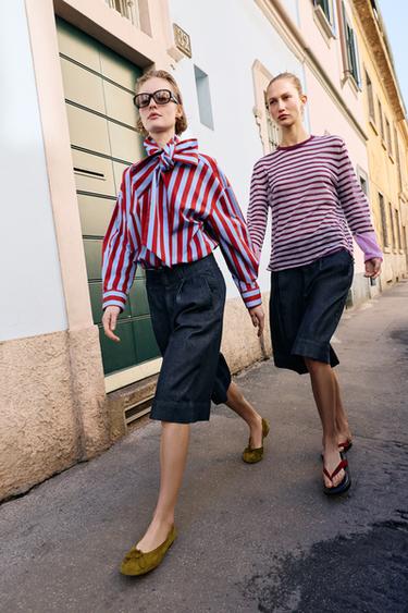LANGE BERMUDASHORTS MIT BUNDFALTEN - Blau von Zara