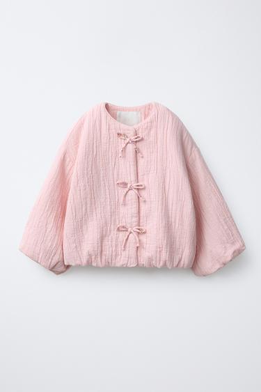 TEXTURED BOW JACKET - Light pink by Zara