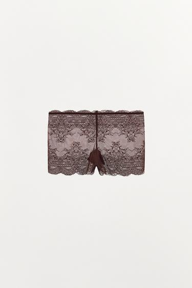 LACE CULOTTES BRIEFS - Dark brown by Zara - Image 4