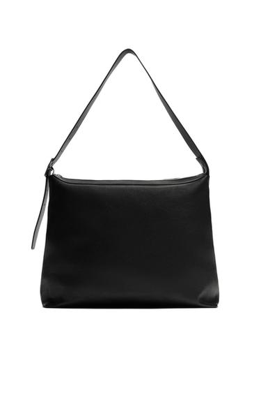 Zara LIMITED EDITION LEATHER SHOPPER BAG - Black
