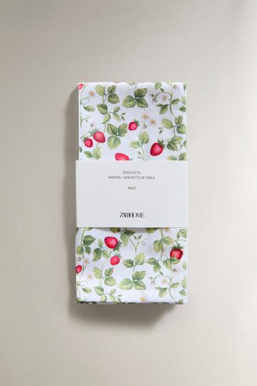PACK SERVIETTES DE TABLE FRAISES (LOT DE 2) - Verts de Zara - Image 4