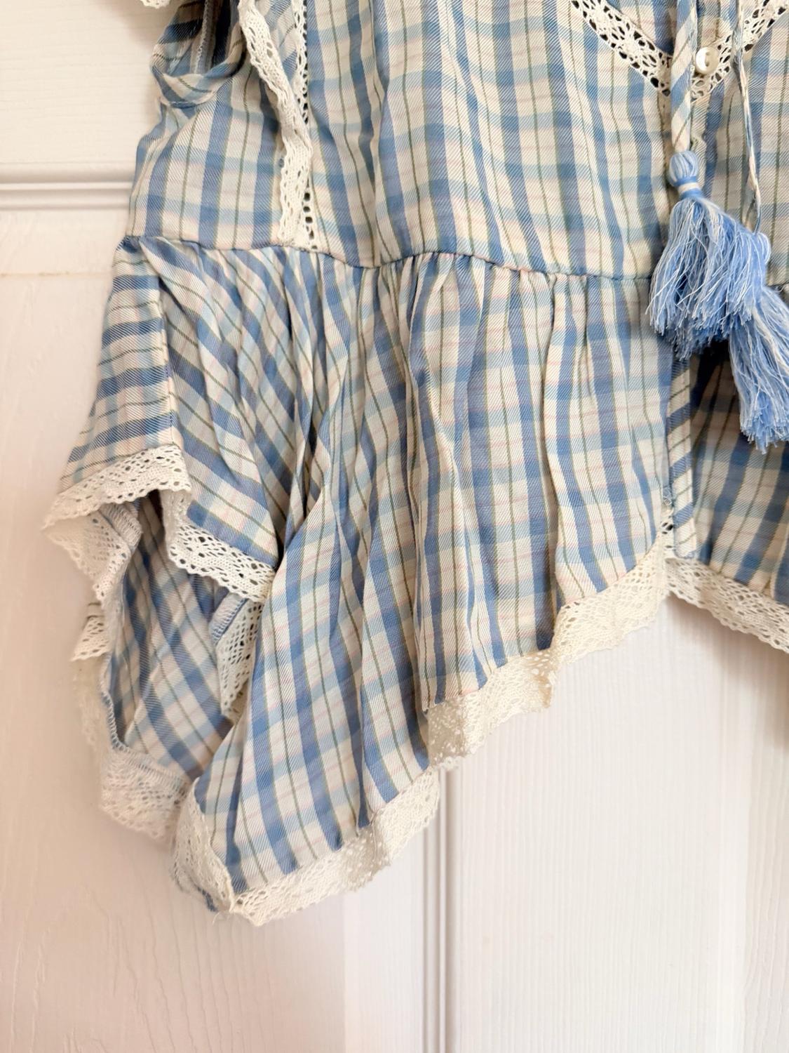 EMBROIDERED PLAID LACE INSERT TOP - Image 3