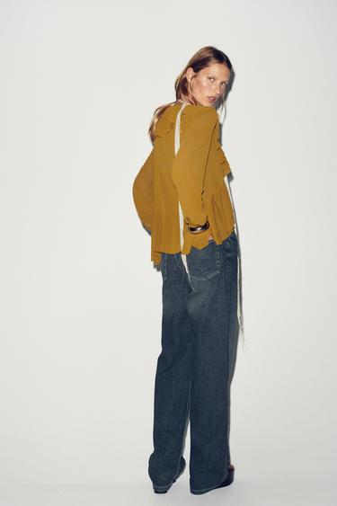 FLOWING RUFFLED TOP - Olive green by Zara - Image 4
