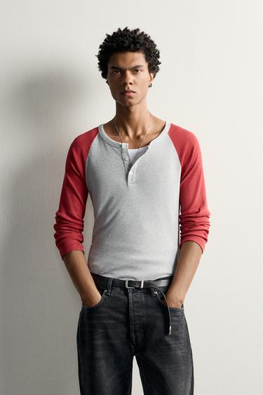 SLIM FIT COLOR BLOCK T-SHIRT — Gray marl 2