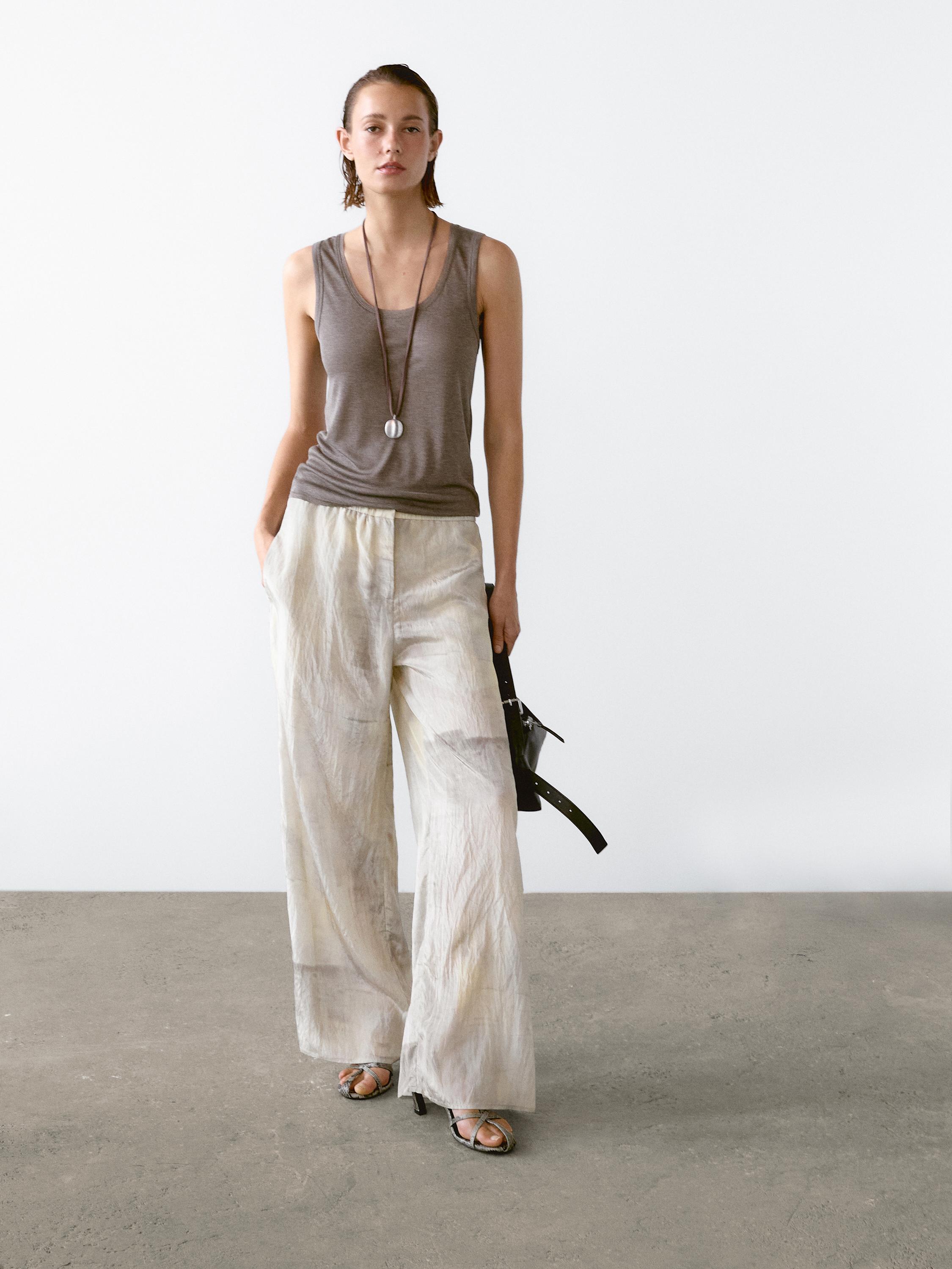 Pantalon droit fluide imprimé