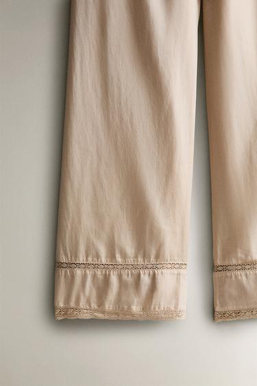 PANTALON SATIN AJOURÉ - Beige clair de Zara - Image 3