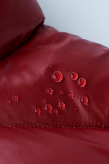 WATER-REPELLENT AND WINDPROOF 50% FEATHER AND 50% DOWN PUFFER JACKET WITH HOODIE - Dark red by Zara - Image 9