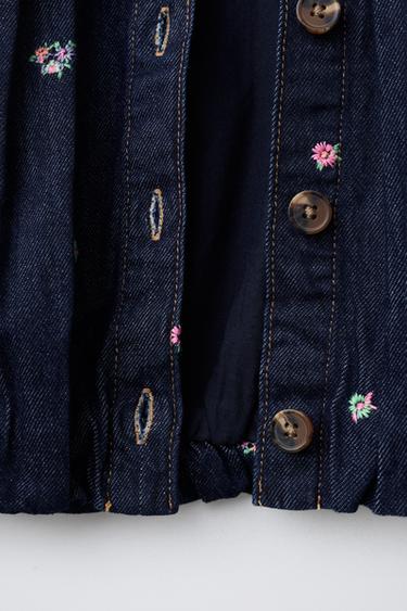 DENIM JACKET WITH EMBROIDERED FLOWERS - Blue by Zara - Image 3
