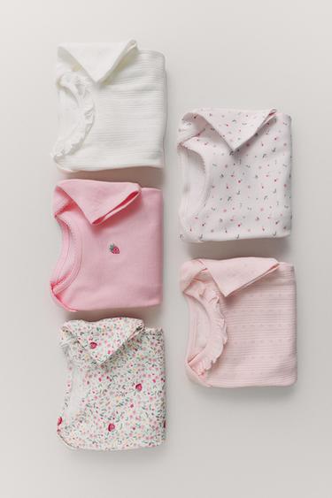 SET 5 BODYSUIT CỘC TAY HỌA TIẾT HOA VÀ DÂU TÂY - Màu hồng từ Zara