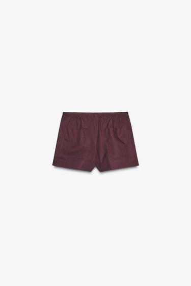 POPLIN MINI SHORTS - Burgundy by Zara - Image 4