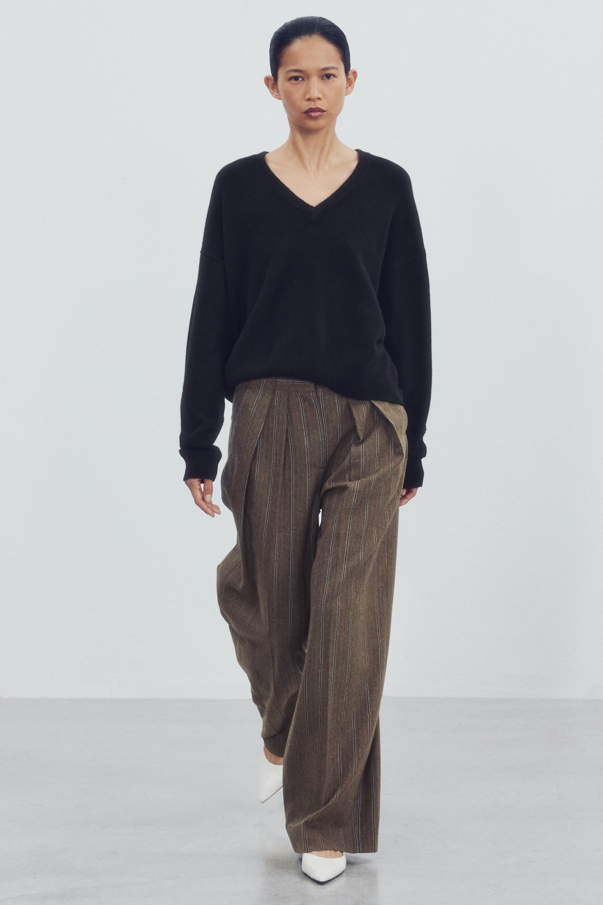 PANTALON À RAYURES ET CHEVRONS ZW COLLECTION