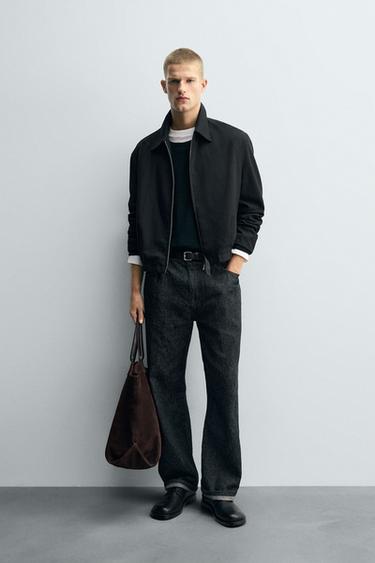 CAZADORA RELAXED FIT ESPIGA - Negro de Zara - Imagen 0