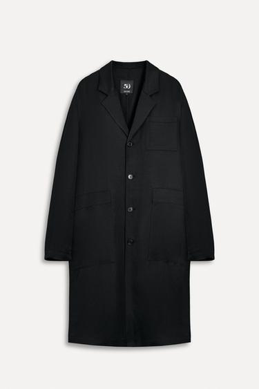STRAIGHT LINEN BLEND COAT 50TH ANNIVERSARY - Black by Zara