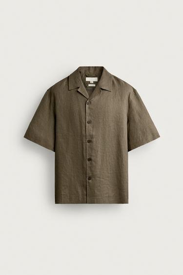 100% LINEN RELAXED FIT SHIRT — Mink 1