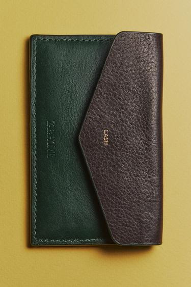 LEREN PORTEFEUILLE - Groen van Zara