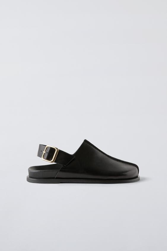 LEATHER CLOGS WITH BUCKLE AT THE BACK - Black | ZARA United Kingdom