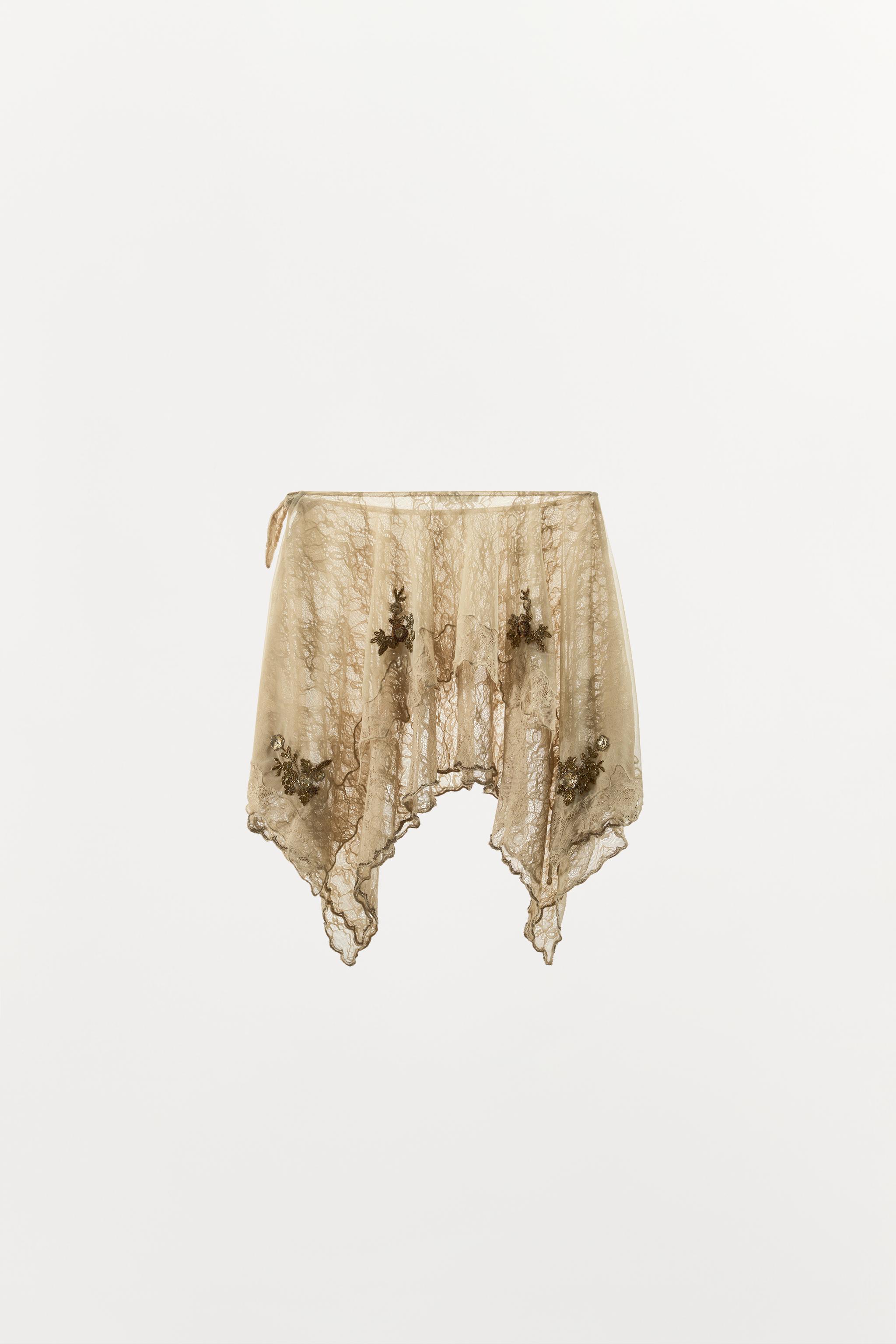 Женские юбки Zara ASYMMETRIC SEQUIN TULLE SKIRT — фото 5