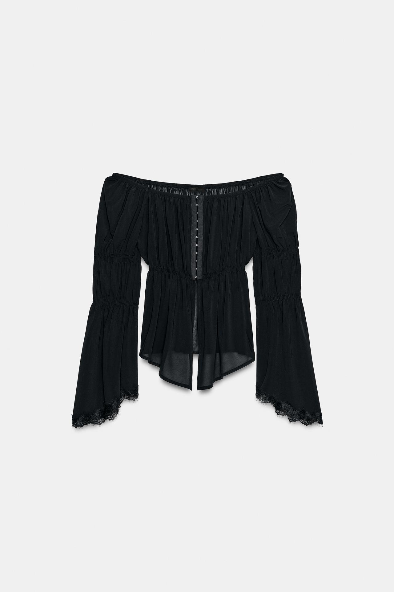 COMBINATION LACE TOP — Black