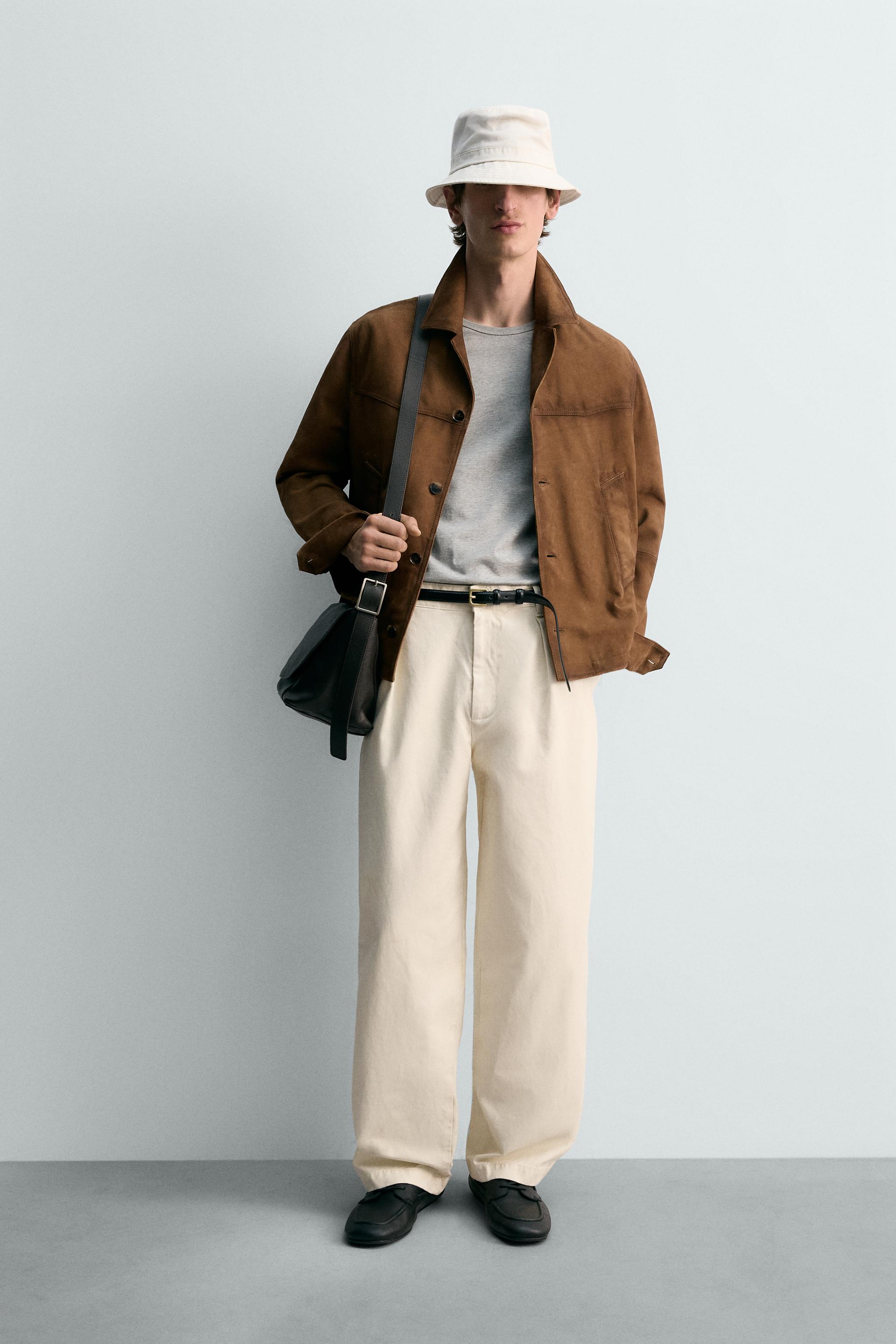 LIMITED EDITION RELAXED FIT PLEATED PANTS - Oyster-white | ZARA
