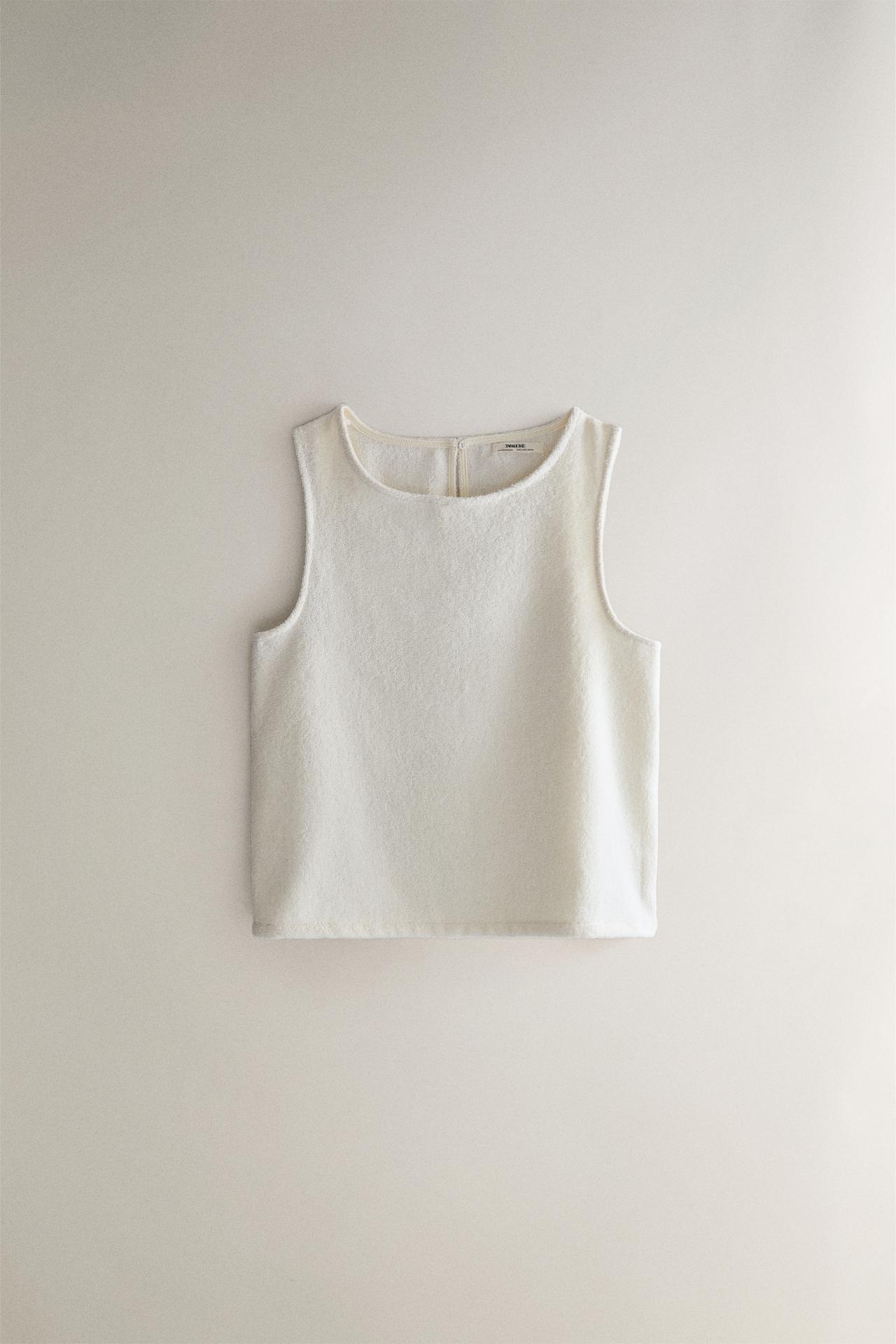 COTTON TERRYCLOTH BEACH TOP — Ivory