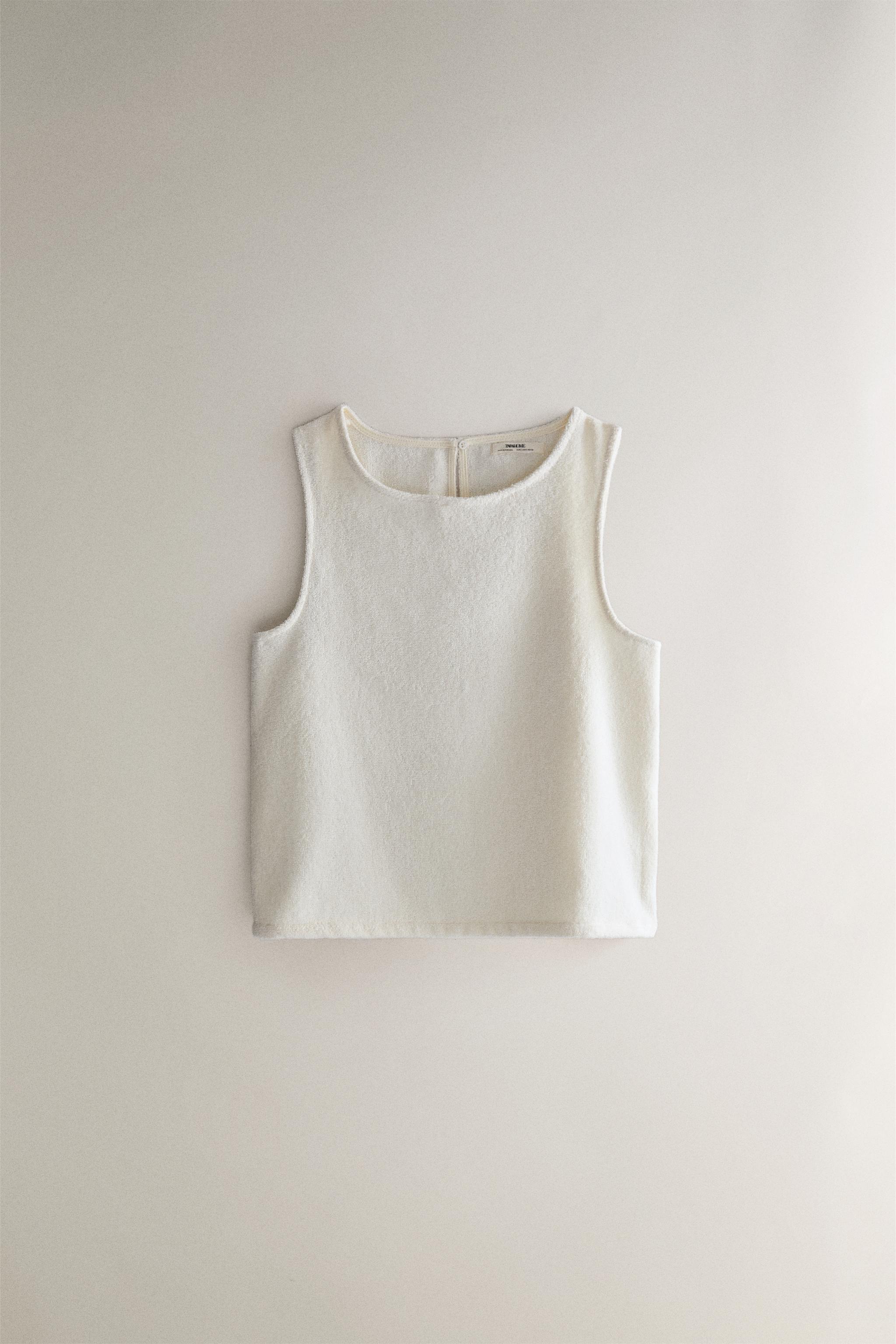 Женские рубашки Zara COTTON TERRYCLOTH BEACH TOP