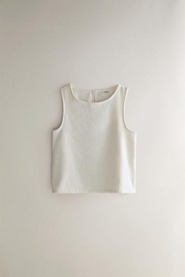 Zara COTTON TERRYCLOTH BEACH TOP - Ivory