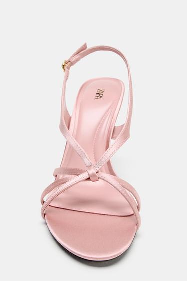 SANDALES À TALONS EFFET SATINÉ - Rose de Zara - Image 2