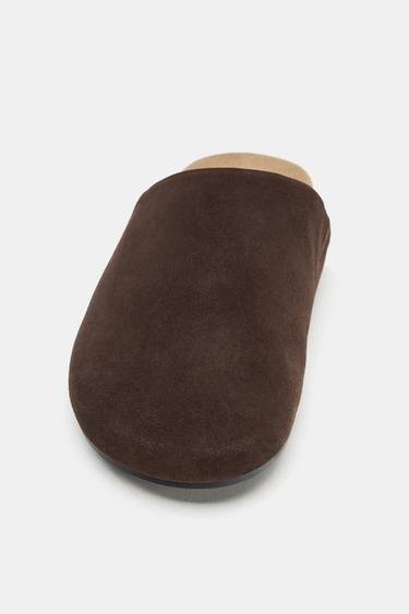 MULES PLATES EN CUIR - Marron chocolat de Zara - Image 3