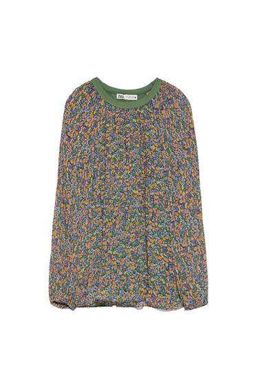 PRINTED BLOUSE WITH PLEATS